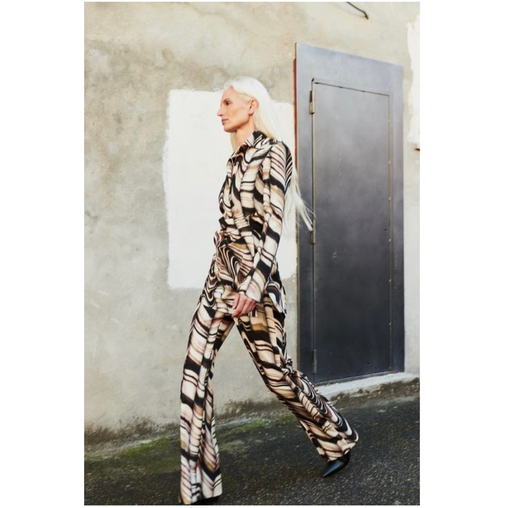Printed Flared Pant and Long Shirt Matching Set